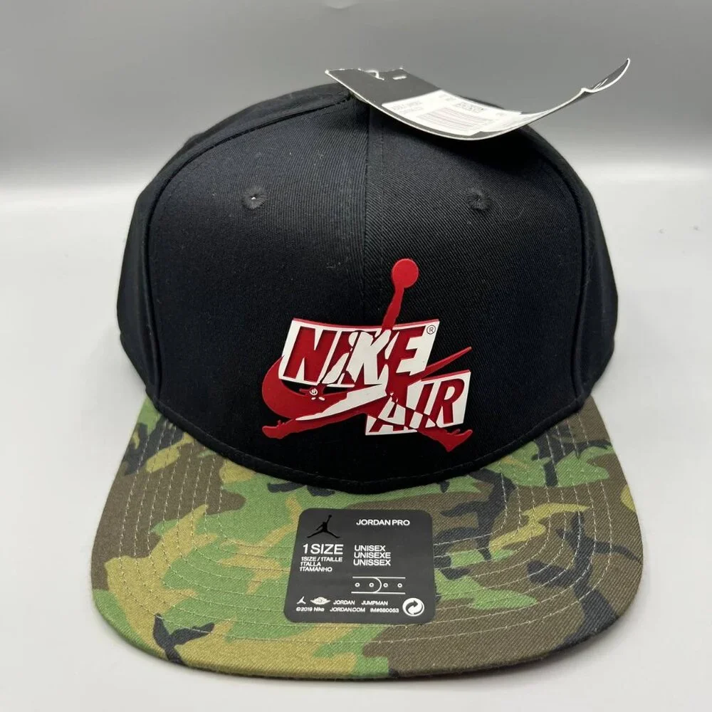 Nike Air Jordan‎ Pro Hat Men Black Camouflage Jumpman Snap Back Cap New